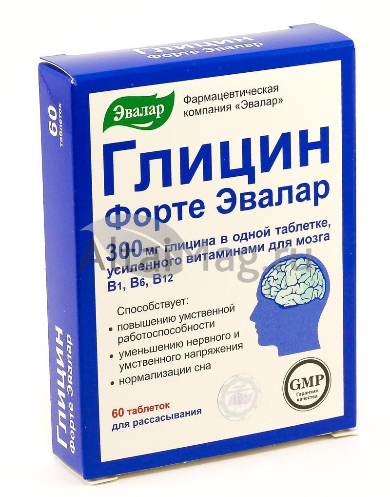 Глицин форте эвалар №60табл (блистер) в Усть-Каменогорске — купить недорого  по низкой цене в интернет аптеке AltaiMag