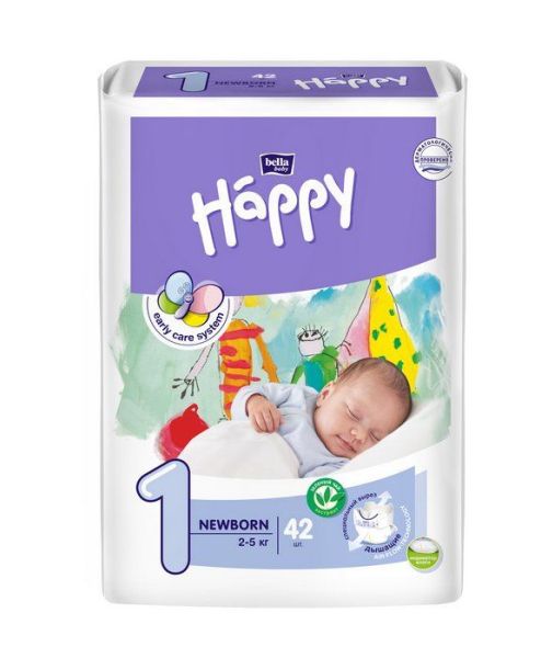 Изображение товара Подгузники Bella Happy для новорожденных 2-5кг 42шт Подгузники Bella Happy для новорожденных 2-5кг 42шт фотография
