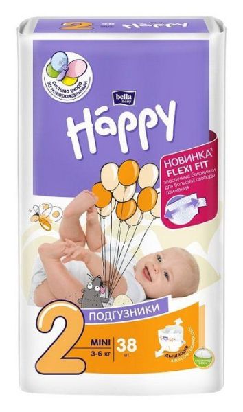 Изображение товара Подгузники Bella Happy мини 3-6кг 38шт Подгузники Bella Happy мини 3-6кг 38шт фотография