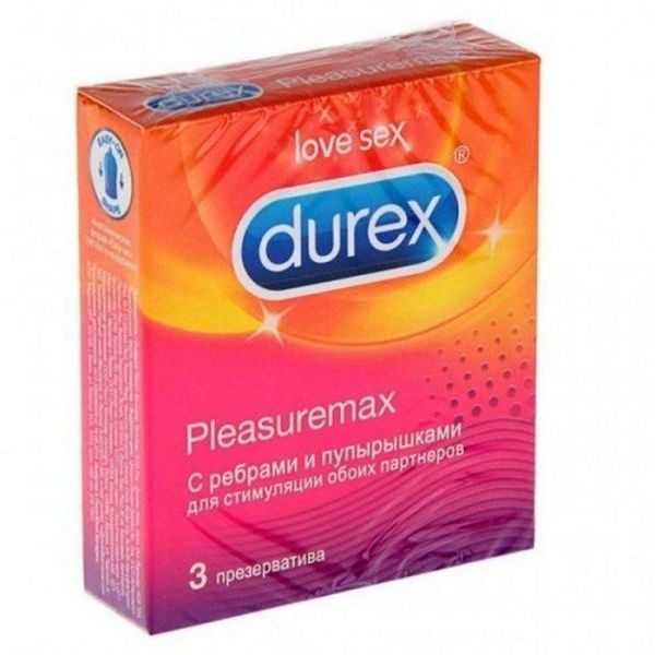 Изображение товара Презерватив Дюрекс Pleasuremax с ребрами и пупырышками 3шт Презерватив Дюрекс Pleasuremax с ребрами и пупырышками 3шт фотография